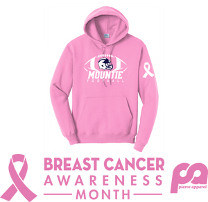 Breast Cancer Awareness-  Core Fleece Pullover Hooded Sweatshirt-Mountie Football
