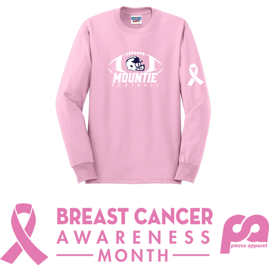 Breast Cancer Awareness- Dri-Power® 50/50 Cotton/Poly Long Sleeve T-Shirt - Mountie Football