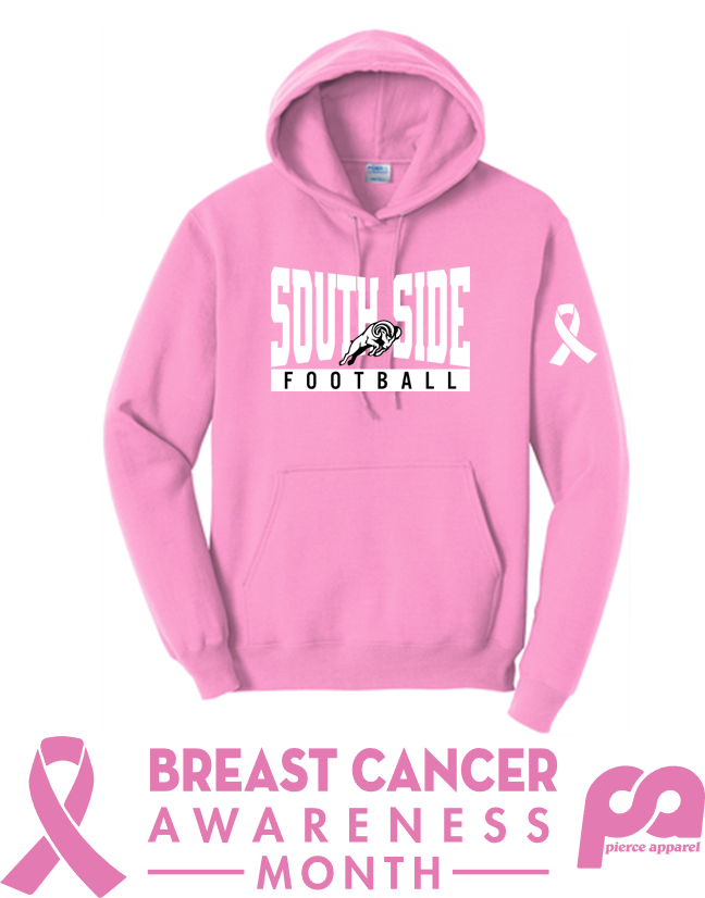 Breast Cancer Awareness-Core Fleece Pullover Hooded Sweatshirt-SOUTH SIDE FOOTBALL
