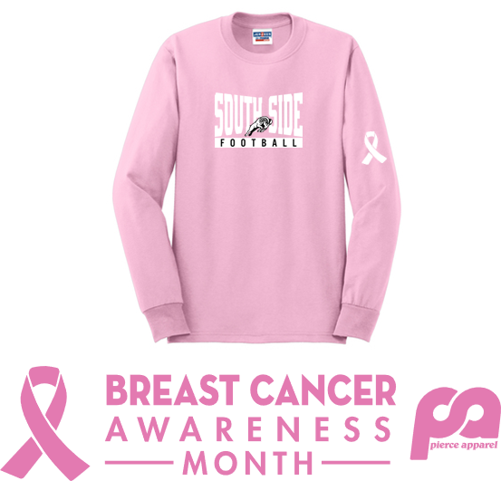 Breast Cancer Awareness-Dri-Power® 50/50 Cotton/Poly Long Sleeve T-Shirt-SOUTH SIDE FOOTBALL
