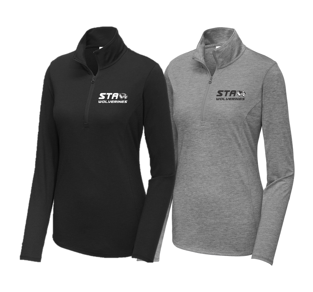 Ladies Tri-Blend Wicking 1/4-Zip Pullover - St. Francis of Assisi