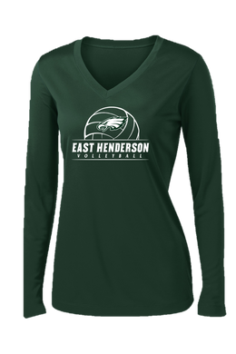 Ladies V-Neck Performance Long Sleeve - East Henderson Volleyball