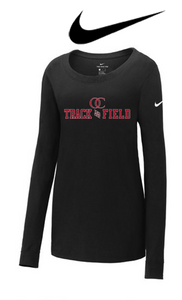 Nike Ladies Core Cotton Long Sleeve Scoop Neck Tee - Oakland Catholic Track & Field