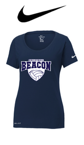 Nike Ladies Dri-FIT Cotton/Poly Scoop Neck Tee - Beacon Volleyball