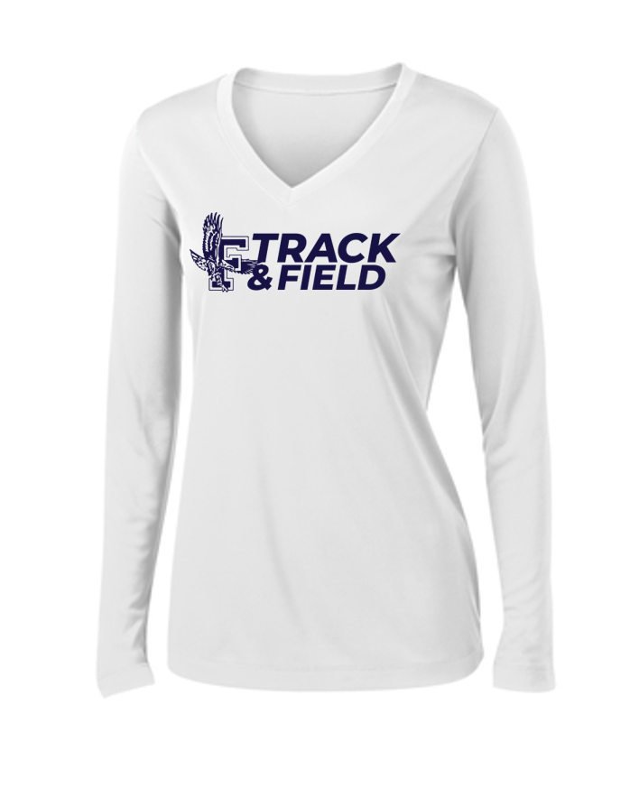 Ladies V-Neck Performance Long Sleeve - Framingham Track