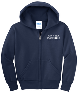 YOUTH Full-Zip Hooded Sweatshirt - Acorn School